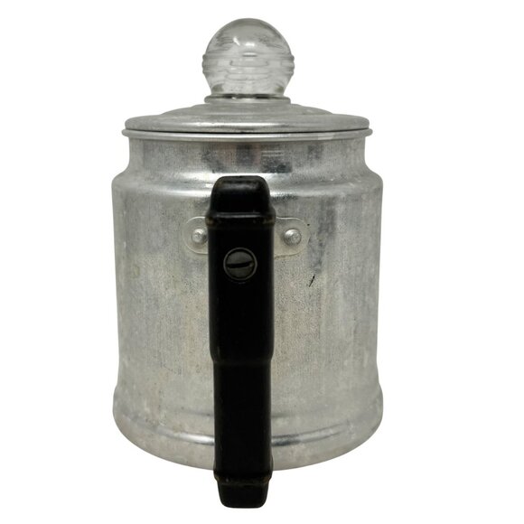 Vtg Aluminum Stovetop Percolator Coffee Pot Glass Knob Camping Single Serve - Picture 4 of 9